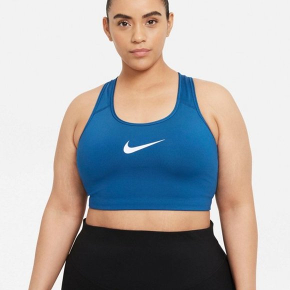 Nike Women's Plus Size Solid Unpadded Sports Bra- Blue - Picture 1 of 4